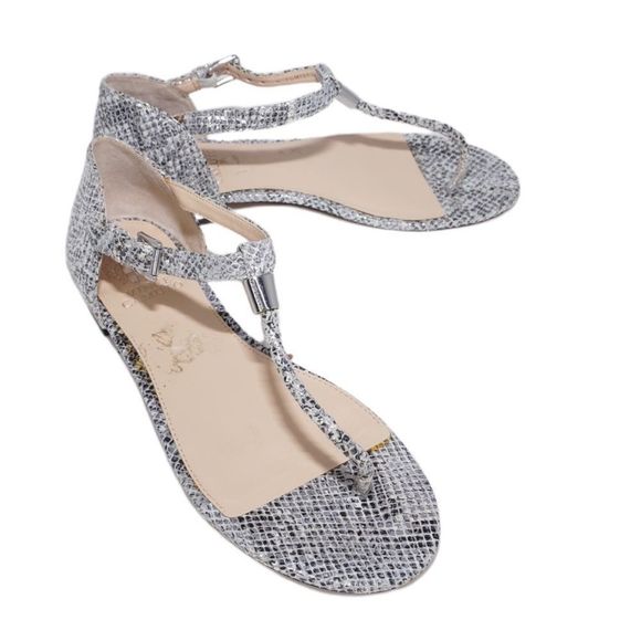 Vince Camuto Halana Silver Black Snakeskin Embossed Sandals, Size 7.5 / 37.5 - Picture 2 of 9